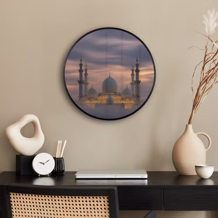 Zonsondergang - Moskee - Wolken - Islamitisch Fotolijst rond zonder passe partout klein -sfeer1