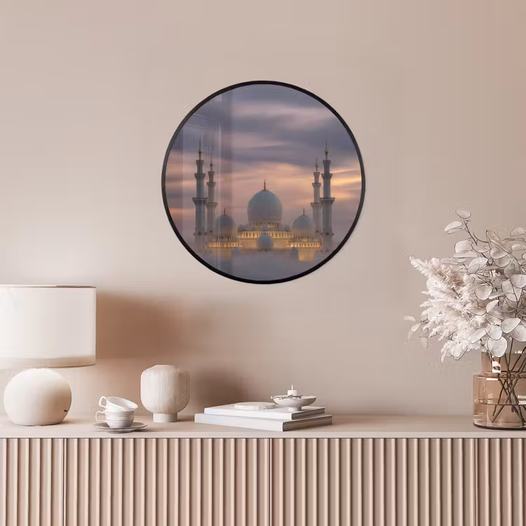 Zonsondergang - Moskee - Wolken - Islamitisch Fotolijst rond zonder passe partout klein -sfeer3