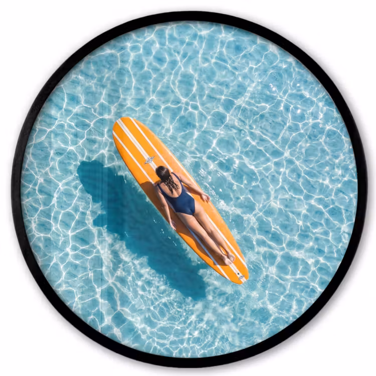 Surfboard - Water - Badpak - Oranje Fotolijst rond zonder passe partout klein -3d