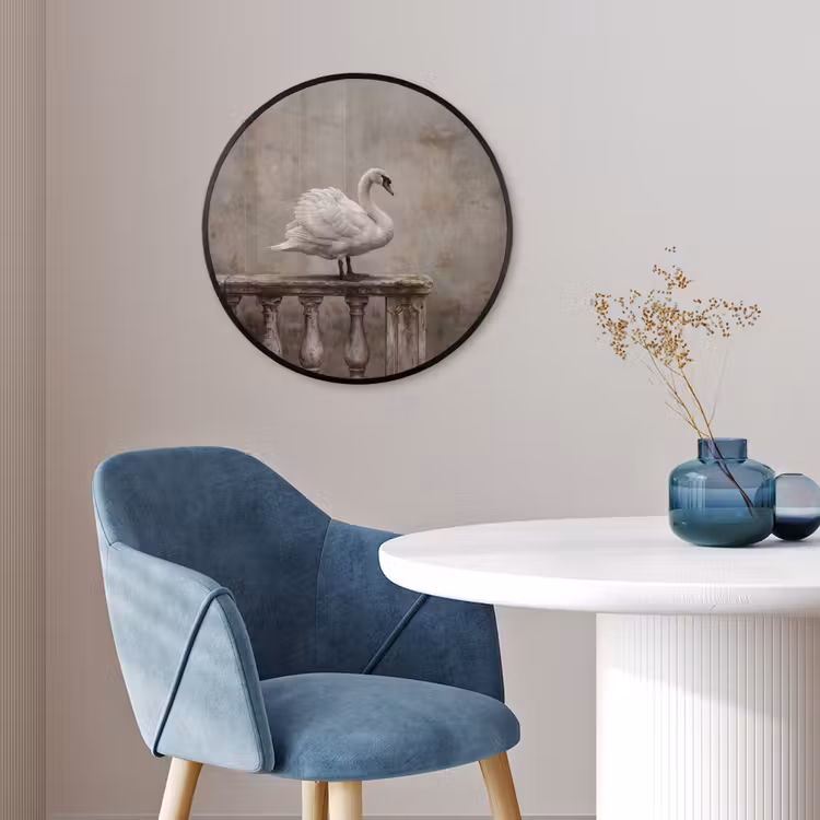 Zwaan - Elegant - Dieren - Wit Fotolijst rond zonder passe partout klein -sfeer2