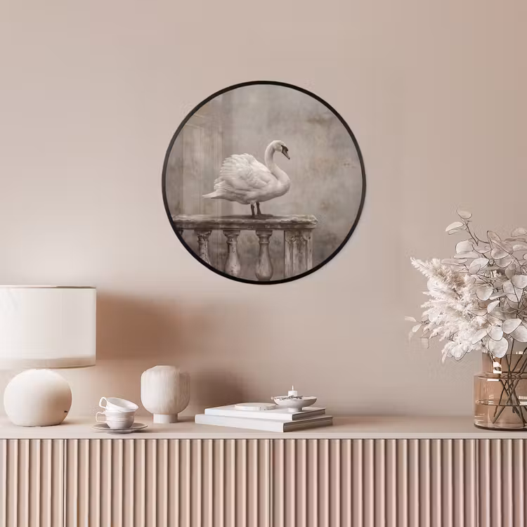 Zwaan - Elegant - Dieren - Wit Fotolijst rond zonder passe partout klein -sfeer3
