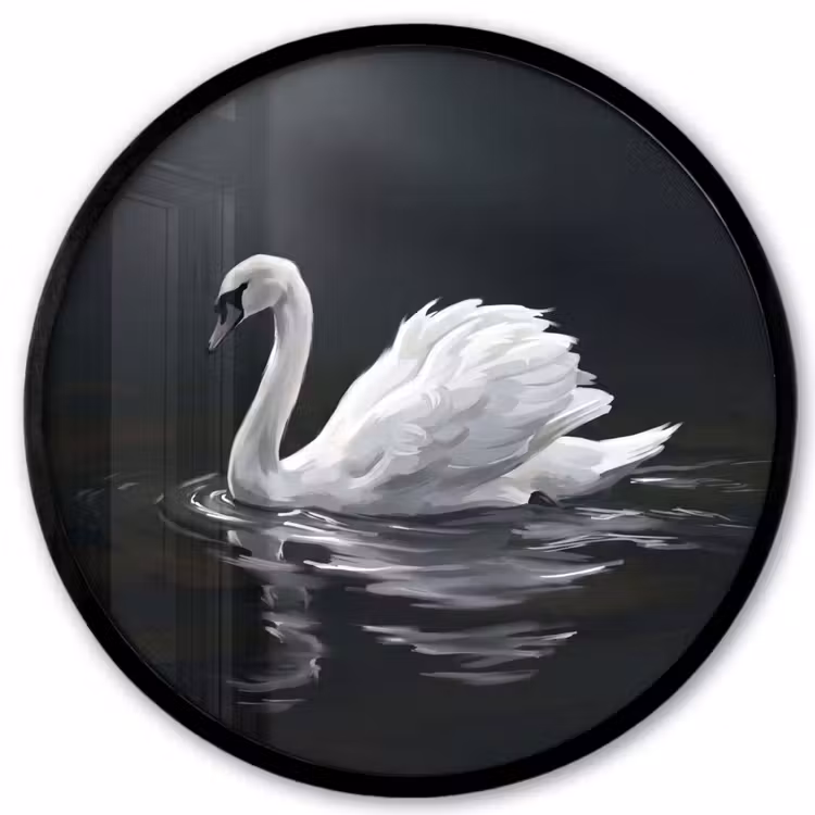 Zwaan - Water - Natuur - Realistisch - Wit Fotolijst rond zonder passe partout klein -3d