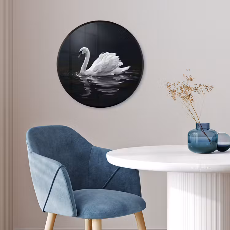 Zwaan - Water - Natuur - Realistisch - Wit Fotolijst rond zonder passe partout klein -sfeer2