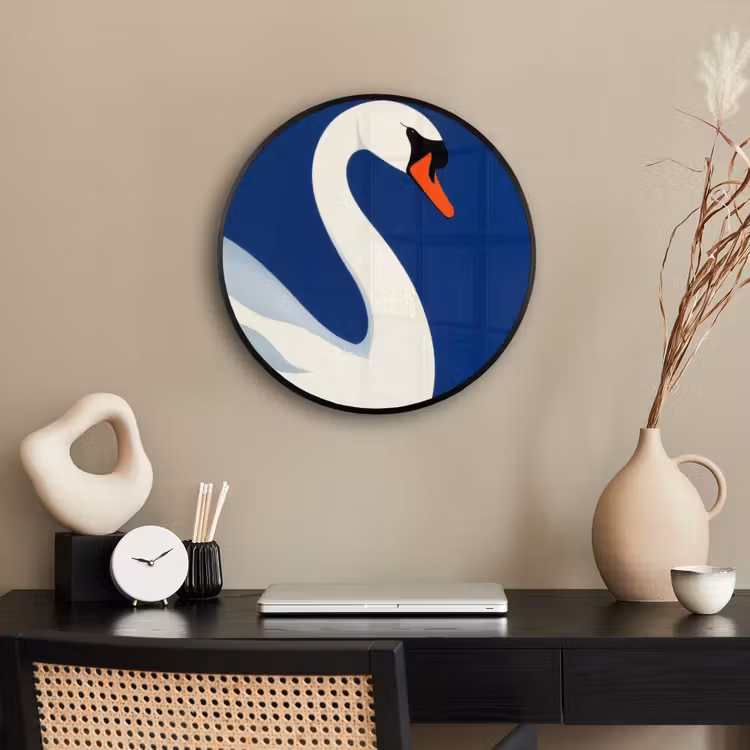 Zwaan - Wit - Snavel - Illustratie Fotolijst rond zonder passe partout klein -sfeer1