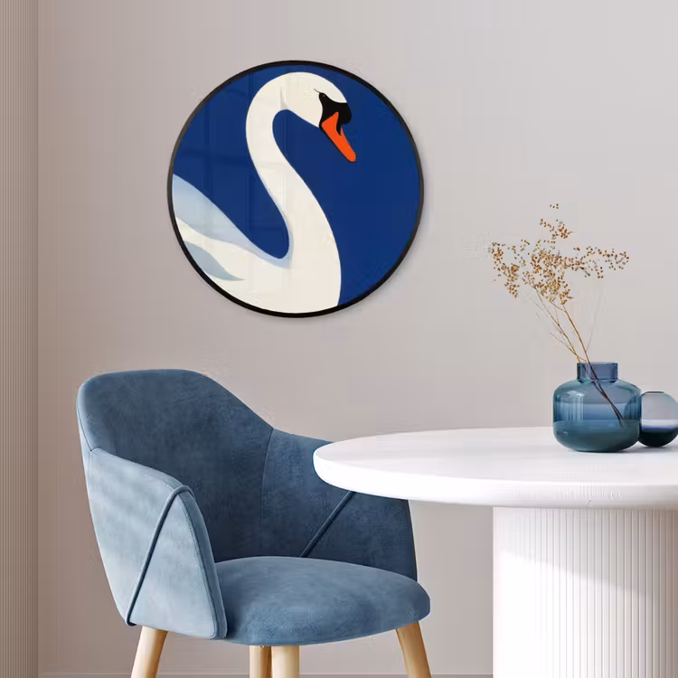 Zwaan - Wit - Snavel - Illustratie Fotolijst rond zonder passe partout klein -sfeer2