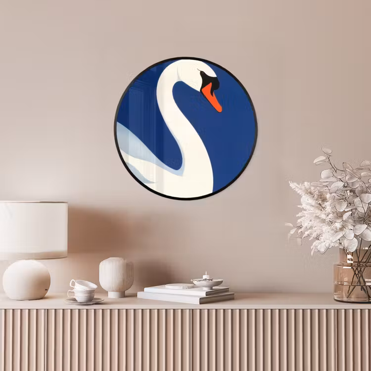 Zwaan - Wit - Snavel - Illustratie Fotolijst rond zonder passe partout klein -sfeer3