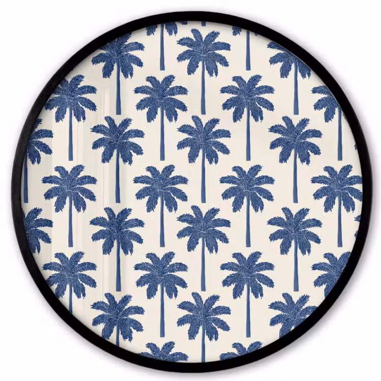 Symmetrisch - Palm - Blauw Fotolijst rond zonder passe partout klein 856 -3d