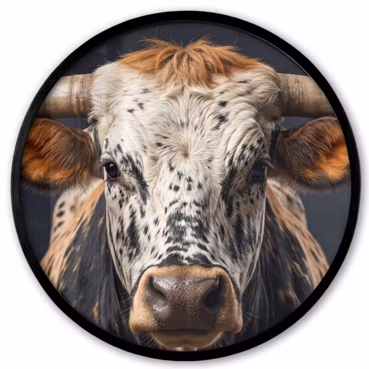 Stier - Kleurrijk - Hoorns Fotolijst rond zonder passe partout klein -3d