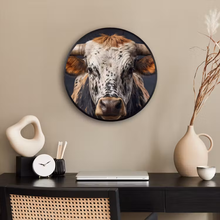 Stier - Kleurrijk - Hoorns Fotolijst rond zonder passe partout klein -sfeer1