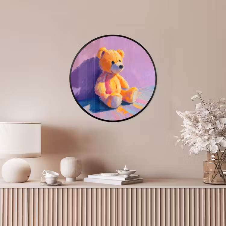 Teddybeer - Schaduw - Penseelstreken - Paars Fotolijst rond zonder passe partout klein -sfeer3