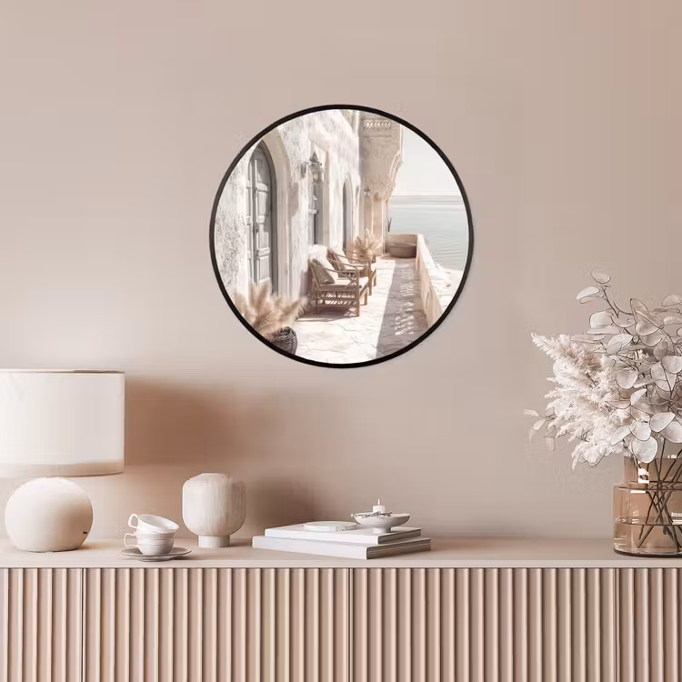 Terras - Stoelen - Strand - Beige Fotolijst rond zonder passe partout klein -sfeer3