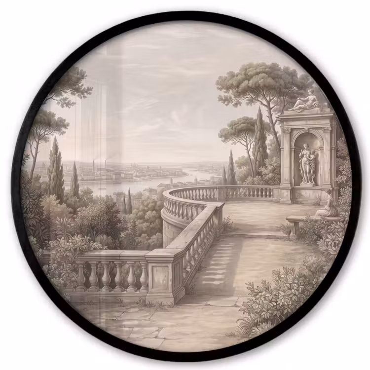 Terras - Stad - Uitzicht - Rivier Fotolijst rond zonder passe partout klein -3d