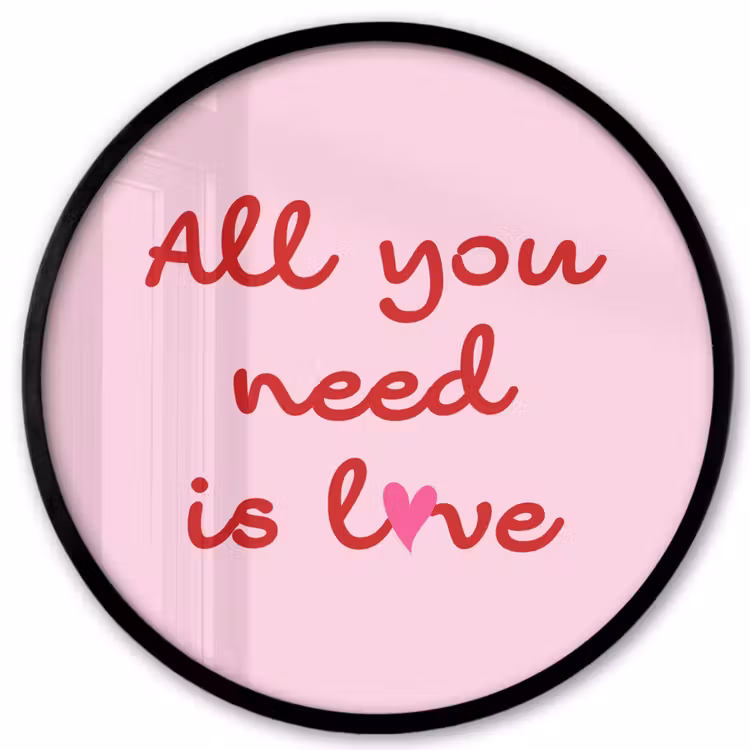Tekst - Roze - Love - Hart Fotolijst rond zonder passe partout klein -3d