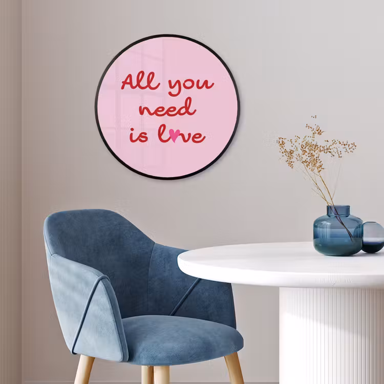 Tekst - Roze - Love - Hart Fotolijst rond zonder passe partout klein -sfeer2