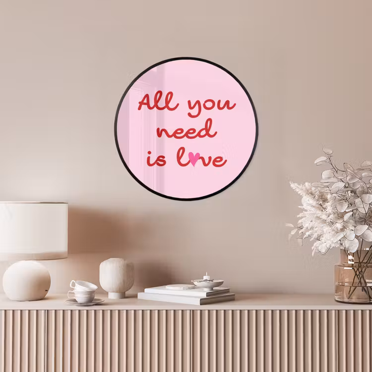 Tekst - Roze - Love - Hart Fotolijst rond zonder passe partout klein -sfeer3