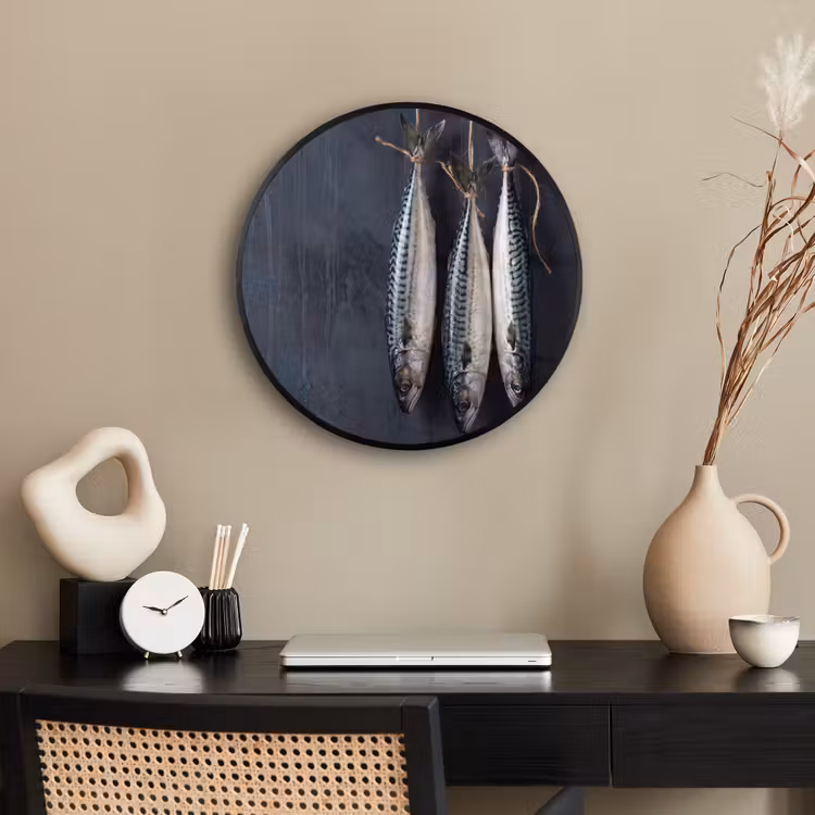 Photo Frame Round - Three Fish - Rope - Drie vissen - Touw Fotolijst rond zonder passe partout klein