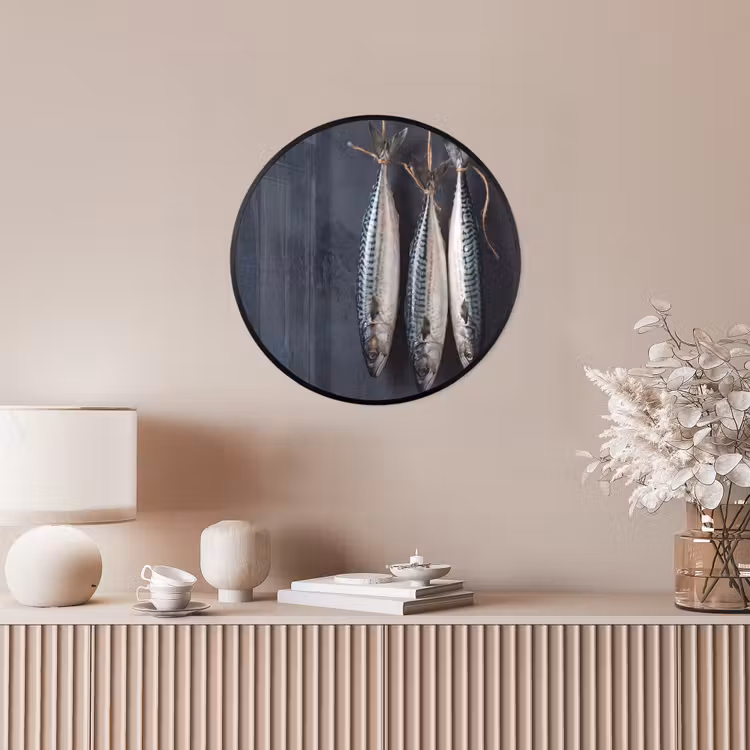 Photo Frame Round - Three Fish - Rope - Drie vissen - Touw Fotolijst rond zonder passe partout klein
