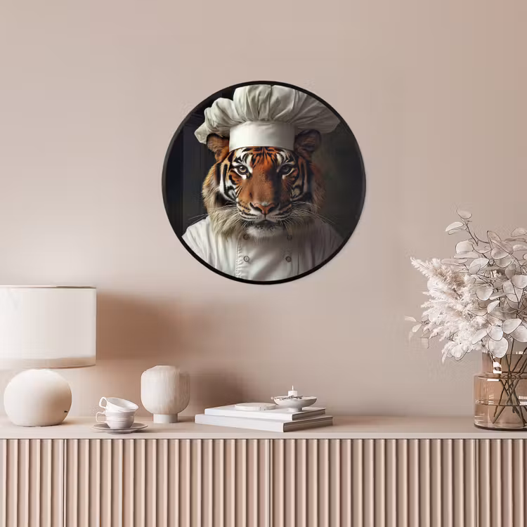 Tijger - Kokskleding - Bruin Fotolijst rond zonder passe partout klein -sfeer3