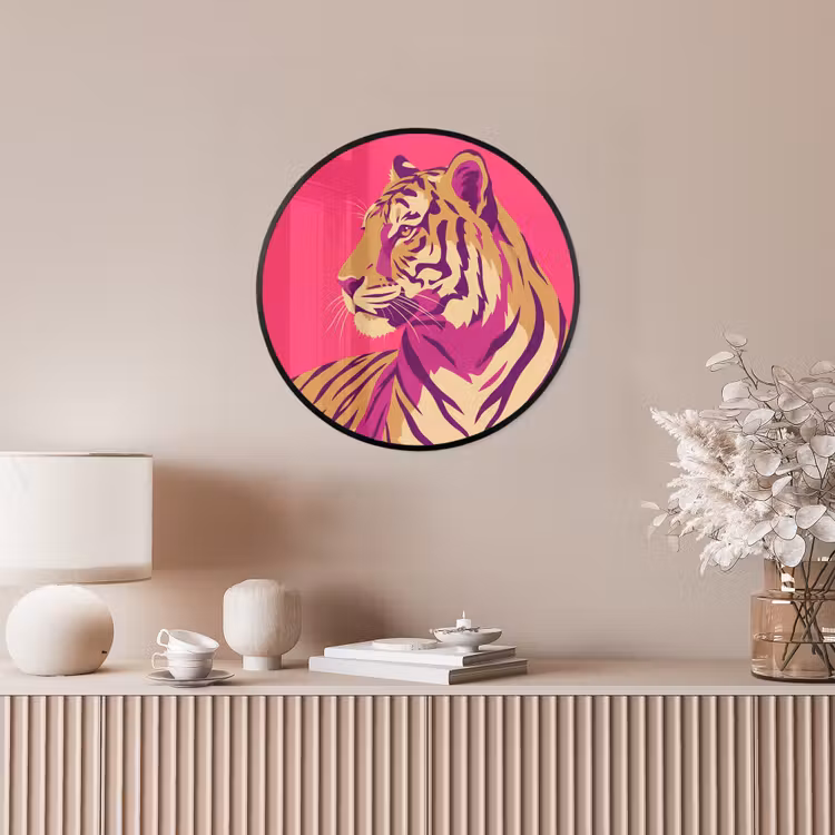Tijger - Modern - Neon Fotolijst rond zonder passe partout klein -sfeer3
