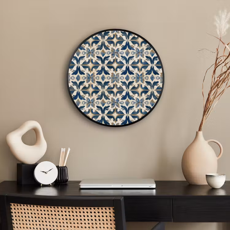 Tegel - Patroon - Blauw - Beige Fotolijst rond zonder passe partout klein 856 -sfeer1