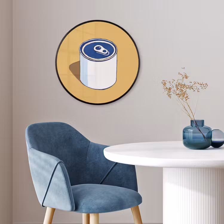 Blikje - Minimalistisch - Blauw - Illustratie Fotolijst rond zonder passe partout klein -sfeer2
