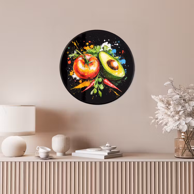 Tomaat - Avocado - Peper - Graffiti - Verf - Modern Fotolijst rond zonder passe partout klein -sfeer3