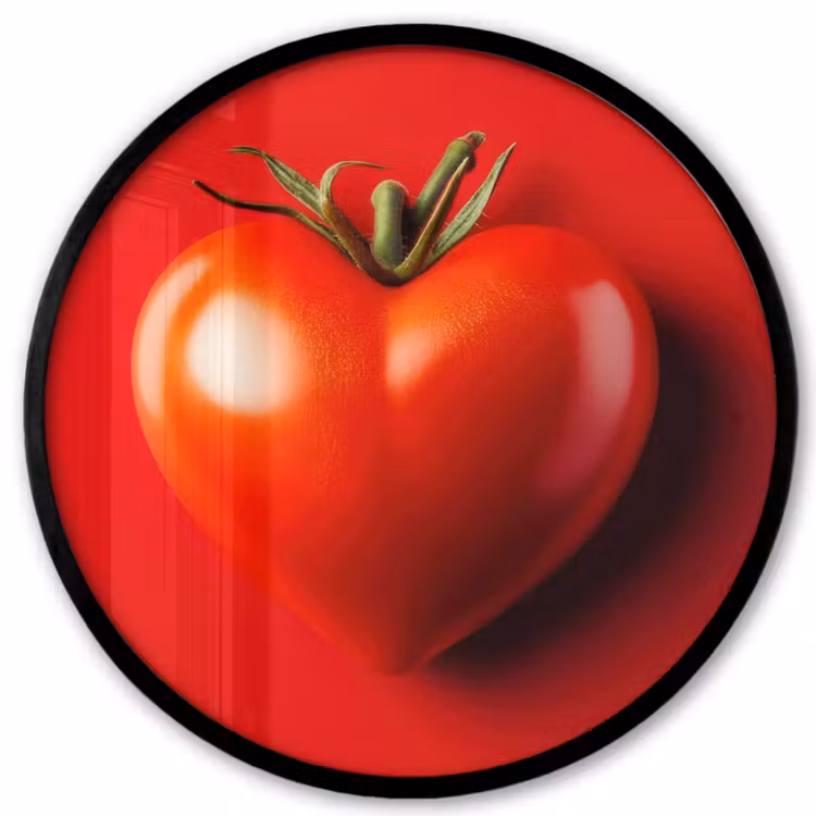 Tomaat - Rood - Hart Fotolijst rond zonder passe partout klein -3d