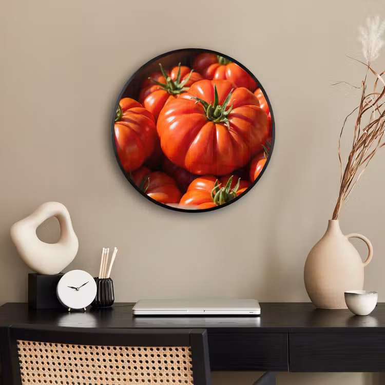 Photo Frame Round - Tomato - Wooden - Crate - Tomaat - Houten - Kist Fotolijst rond zonder passe partout klein