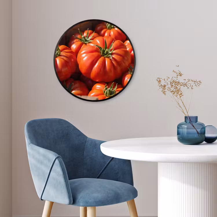 Photo Frame Round - Tomato - Wooden - Crate - Tomaat - Houten - Kist Fotolijst rond zonder passe partout klein