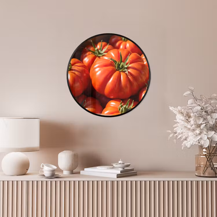 Photo Frame Round - Tomato - Wooden - Crate - Tomaat - Houten - Kist Fotolijst rond zonder passe partout klein