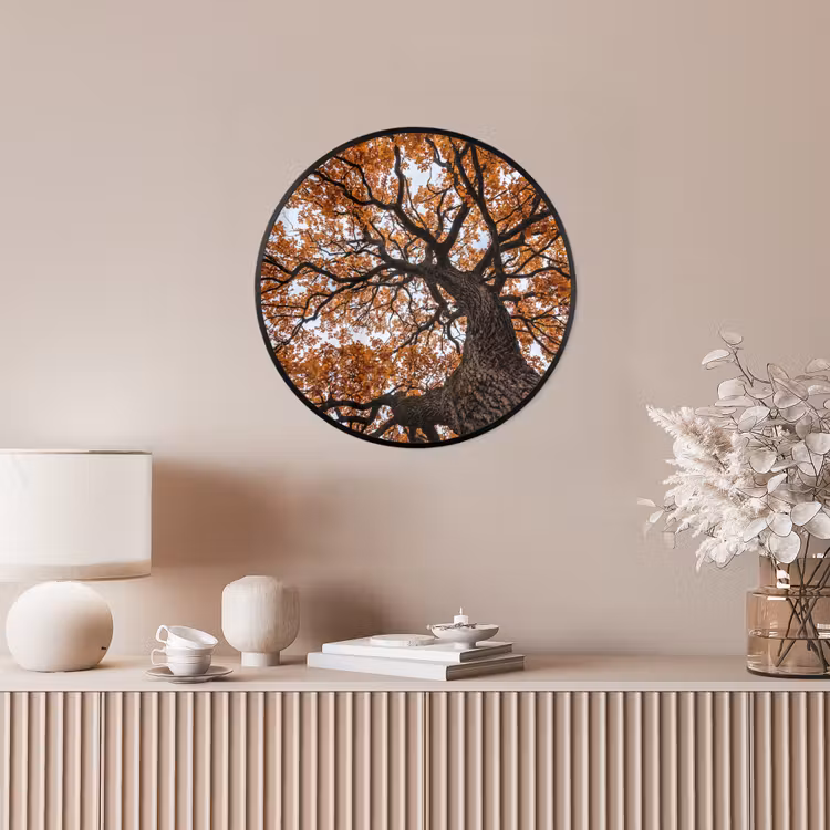 Boom - Bladerdak - Herfst - Oranje - Sfeervol Fotolijst rond zonder passe partout klein -sfeer3