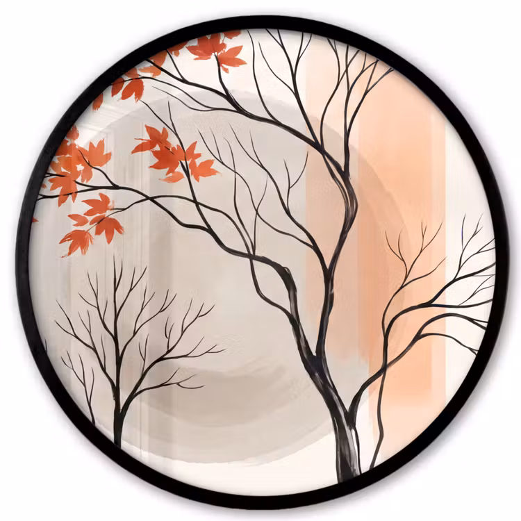 Photo Frame Round - Tree - Red - Abstract - Boom - Rood - Abstract Fotolijst rond zonder passe partout klein