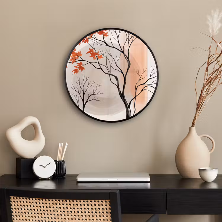 Photo Frame Round - Tree - Red - Abstract - Boom - Rood - Abstract Fotolijst rond zonder passe partout klein