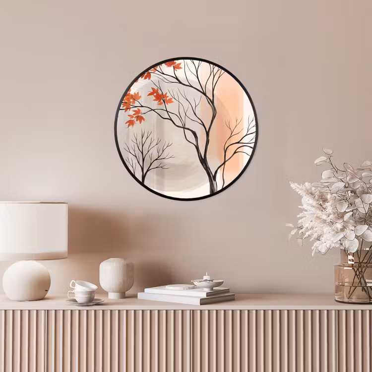 Photo Frame Round - Tree - Red - Abstract - Boom - Rood - Abstract Fotolijst rond zonder passe partout klein