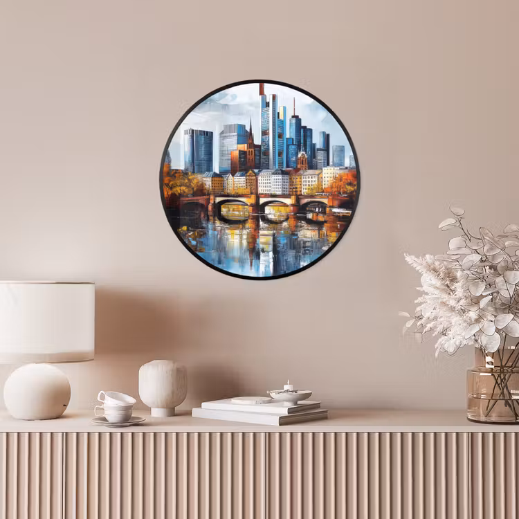 Bomen Frankfurt- Stad - Skyline - Brug Fotolijst rond zonder passe partout klein -sfeer3