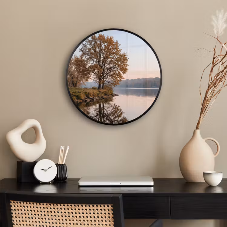 Bomen - Reflectie - Water - Zonsopgang - Serene Fotolijst rond zonder passe partout klein -sfeer1