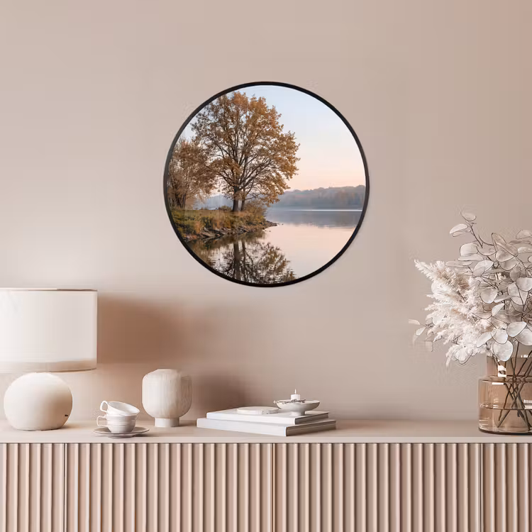 Bomen - Reflectie - Water - Zonsopgang - Serene Fotolijst rond zonder passe partout klein -sfeer3