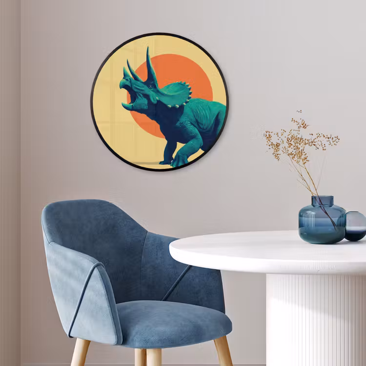 Triceratops - Cirkel - Oranje - Hoorns Fotolijst rond zonder passe partout klein -sfeer2