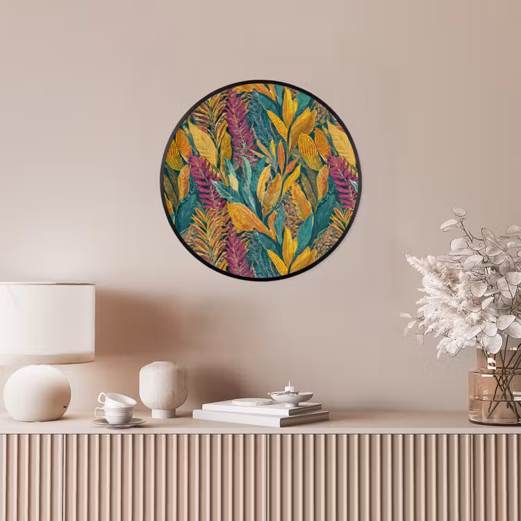 Tropische - Botanisch - Patroon - Kleurrijk - Exotisch Fotolijst rond zonder passe partout klein 856 -sfeer3