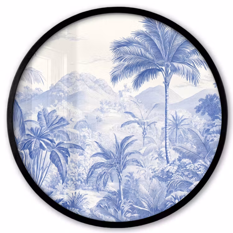 Tropisch - Jungle - Blauw Fotolijst rond zonder passe partout klein -3d