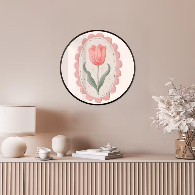 Tulp - Lijst - Ovaal - Illustratie Fotolijst rond zonder passe partout klein -sfeer3
