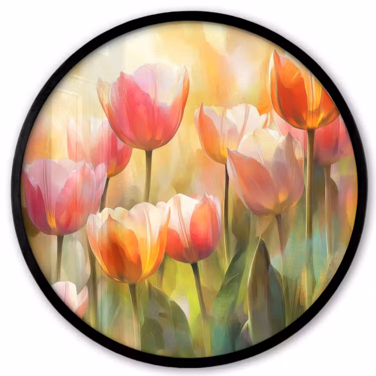 Tulpen - Sprookjesachtig - Kleurrijk Fotolijst rond zonder passe partout klein -3d