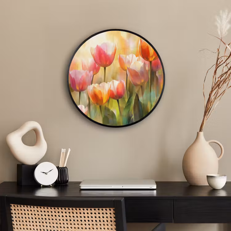 Tulpen - Sprookjesachtig - Kleurrijk Fotolijst rond zonder passe partout klein -sfeer1