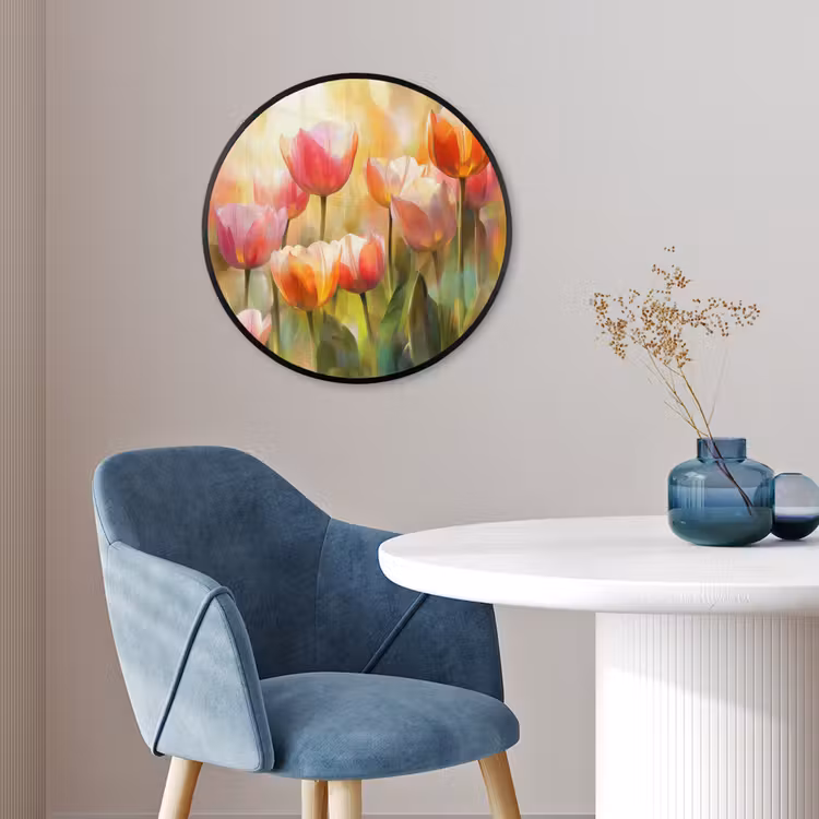 Tulpen - Sprookjesachtig - Kleurrijk Fotolijst rond zonder passe partout klein -sfeer2