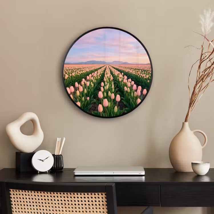 Tulpen - Landschap - Roze Fotolijst rond zonder passe partout klein -sfeer1