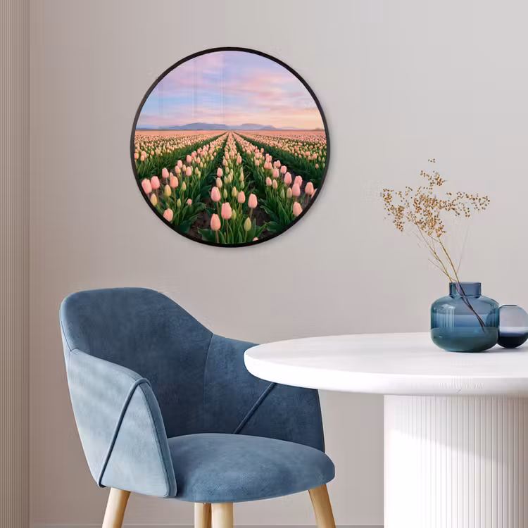Tulpen - Landschap - Roze Fotolijst rond zonder passe partout klein -sfeer2