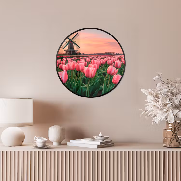 Tulpen - Molen - Nederland Fotolijst rond zonder passe partout klein -sfeer3