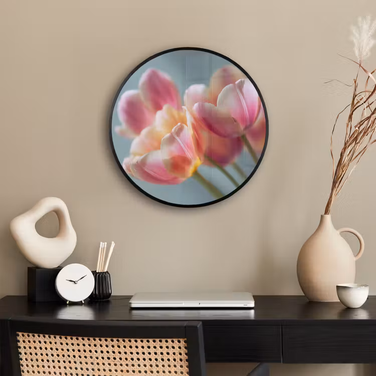 Tulpen - Roze - Stelen Fotolijst rond zonder passe partout klein -sfeer1