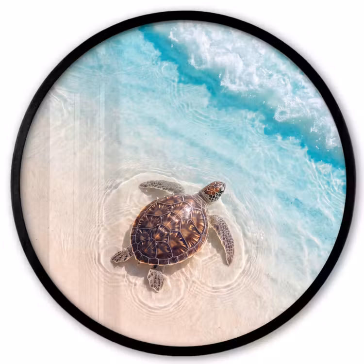 Schildpad - Helder water - Strand - Dieren - Natuur Fotolijst rond zonder passe partout klein -3d