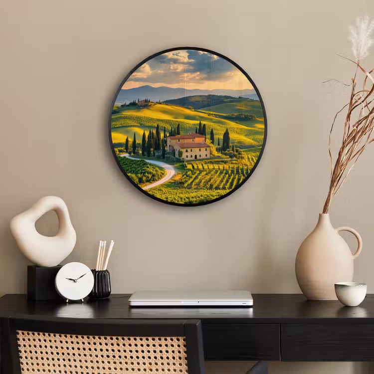 Toscane - Landschap - Wijngaarden Fotolijst rond zonder passe partout klein -sfeer1